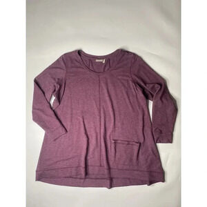 Logo By Lori Goldstein Tunic Top Long Sleeve Burgundy Red Pocket Womens 1X